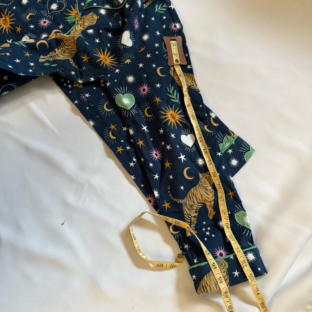 PJ Salvage Navy Celestial Print Button-Up Pajama Set with Mint Trim - Picture 9 of 12